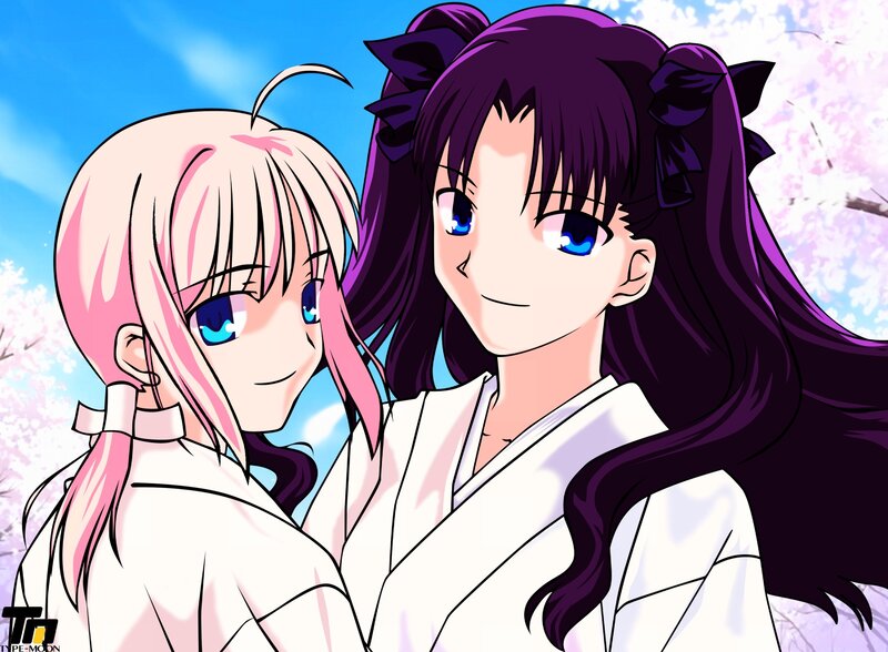 anime girls in kimonos