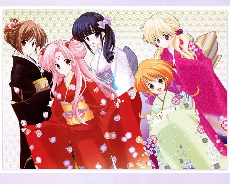 anime girls in kimonos