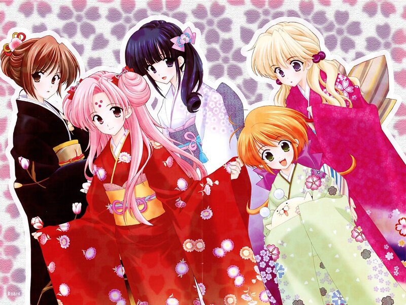 anime girls in kimonos