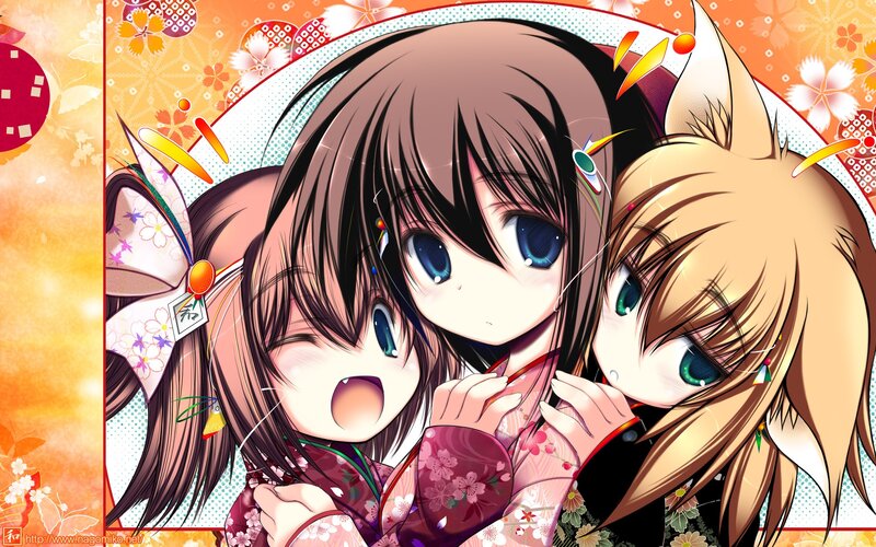 anime girls in kimonos