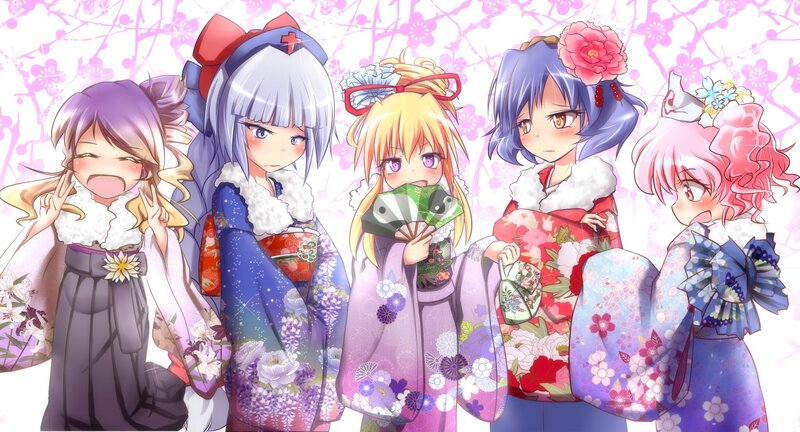 anime girls in kimonos