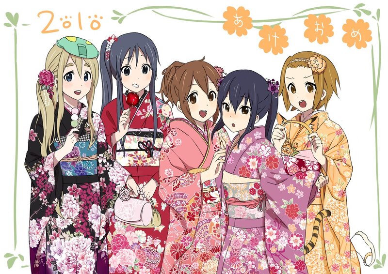 Anime girls in kimonos