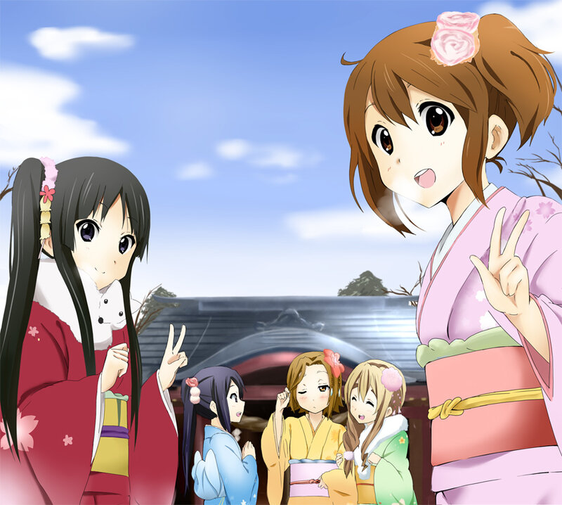 Anime Girls in Kimonos — Pink