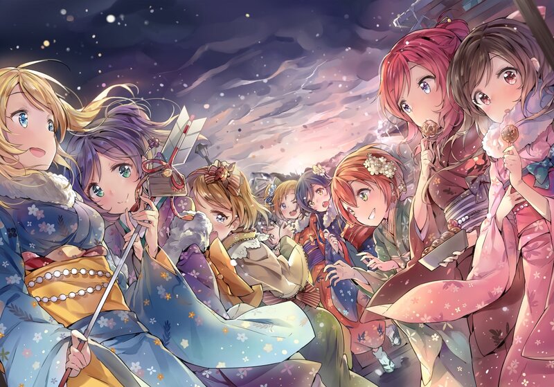 Anime Girls in Kimonos — Purple
