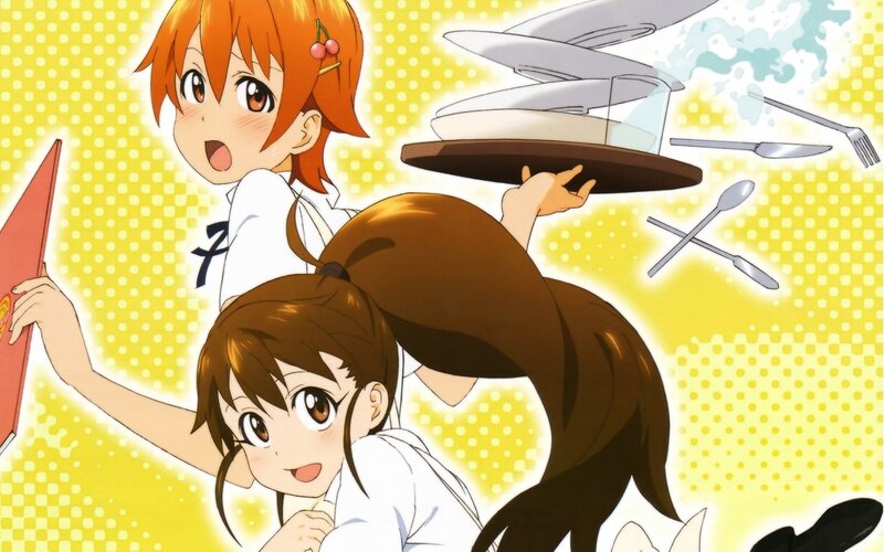 Anime girls in kitchen chaos