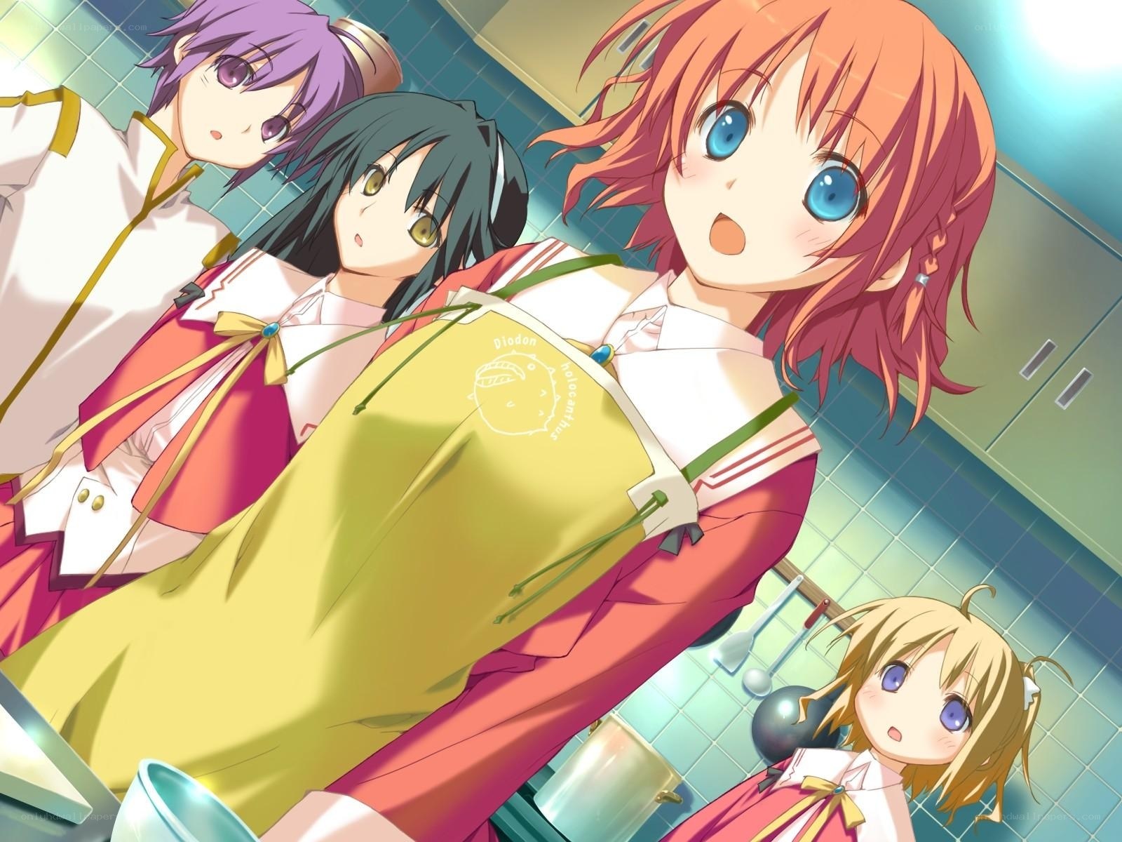 anime girls in kitchen