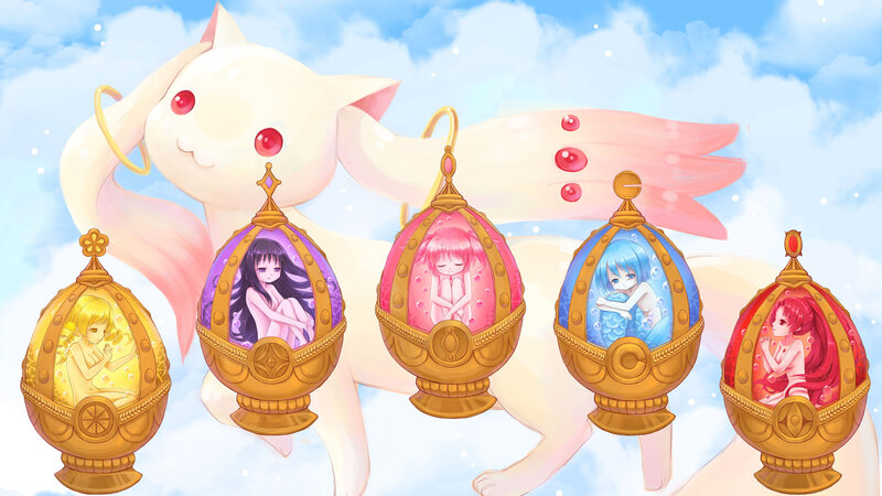 anime girls in magical eggs