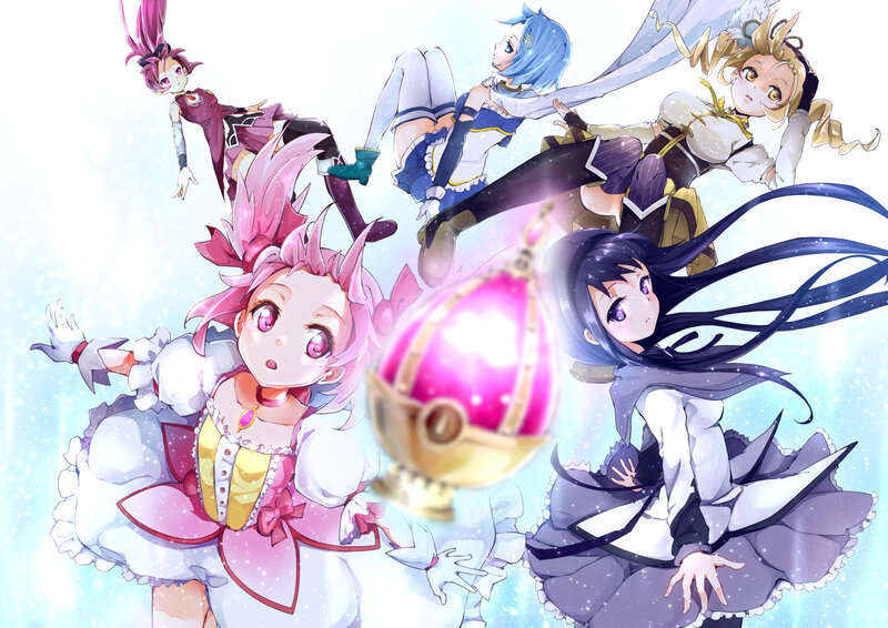 Anime Girls in Magical Poses — Pink