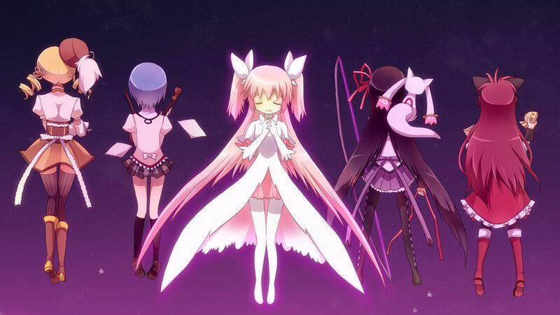 anime girls in magical poses