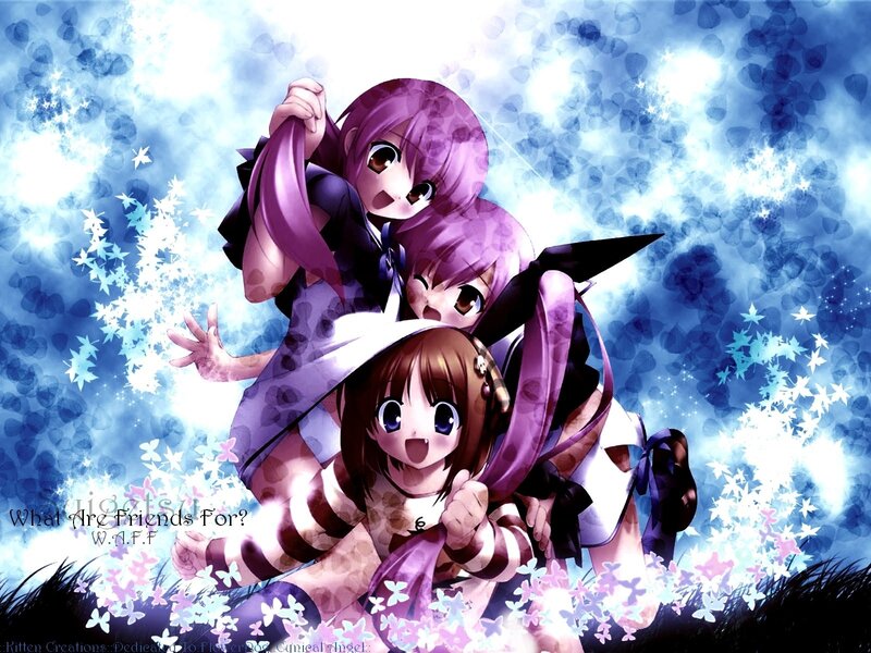anime girls in magical scene