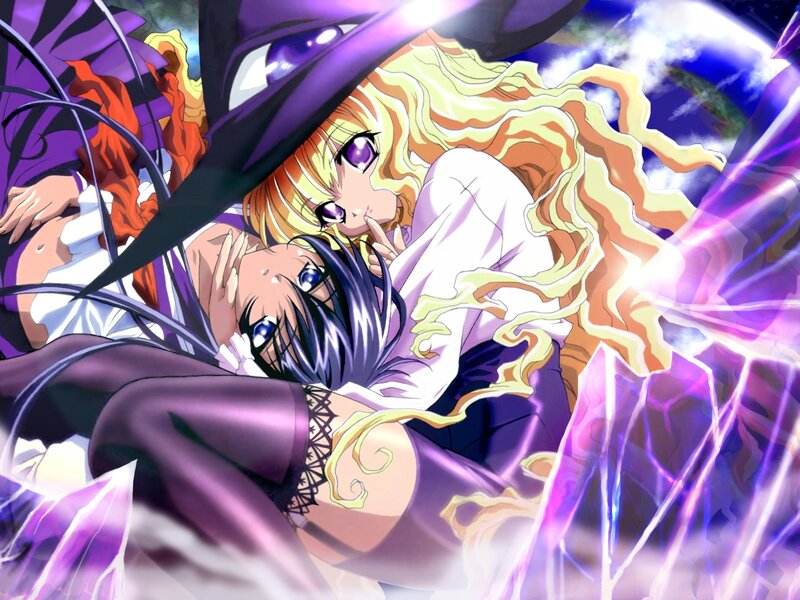 anime girls in magical scene