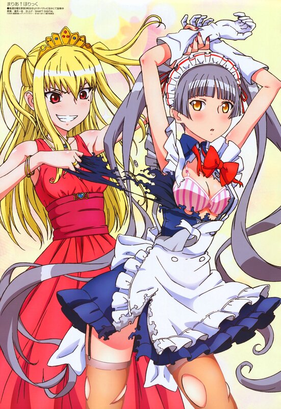 Anime girls in maid and red dress