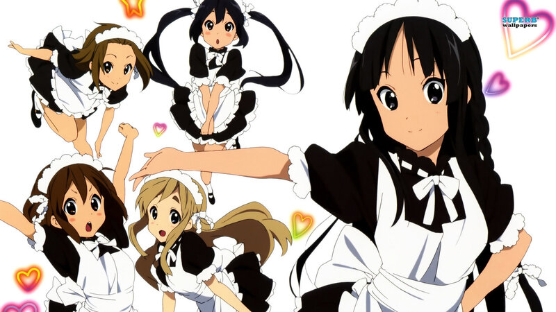 Anime Girls in Maid Outfits — Black, Playful