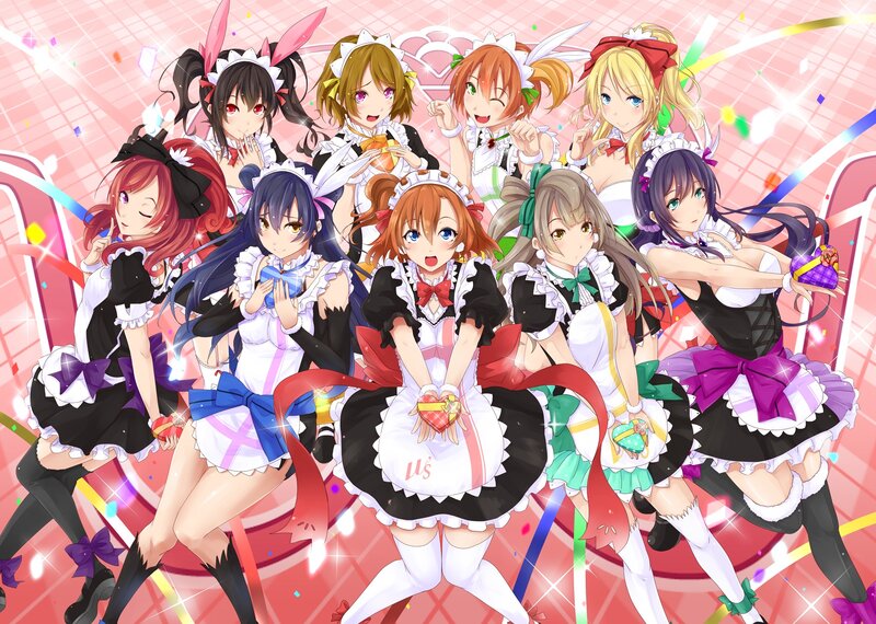 Anime Girls in Maid Outfits — Pink, Festive