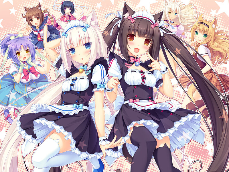 Anime Girls in Maid Outfits — Pink, Playful