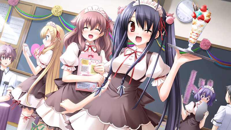 Anime Girls in Maid Outfits — Purple, Cheerful