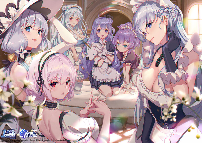 Anime Girls in Maid Outfits — Purple, Playful