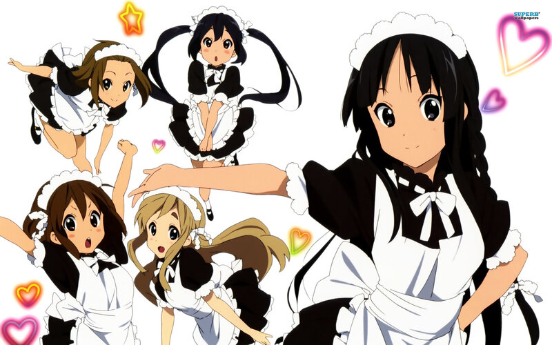 Anime Girls in Maid Outfits — White, Playful