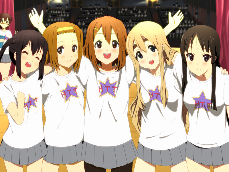 anime girls in matching shirts