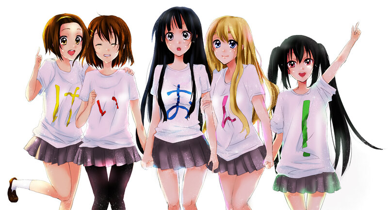 anime girls in matching shirts
