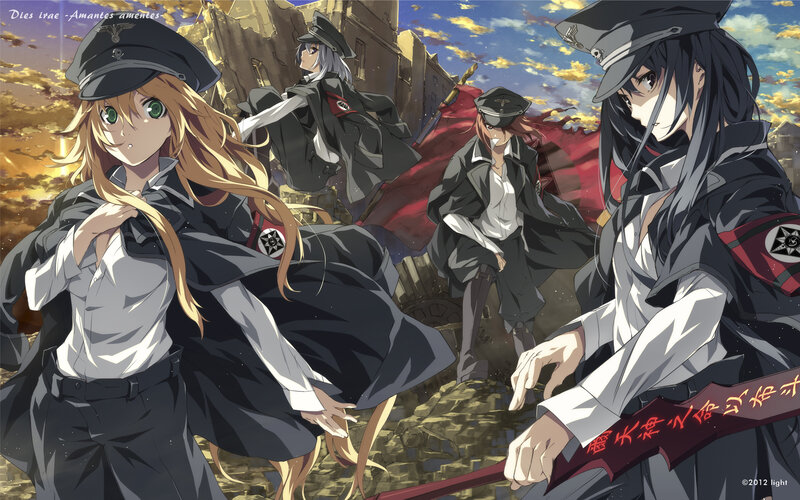 Anime Girls in Military Uniforms — Black, Dramatic