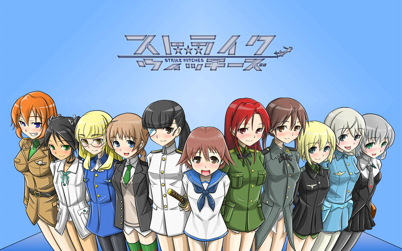 Anime Girls in Military Uniforms — Blue, Cheerful