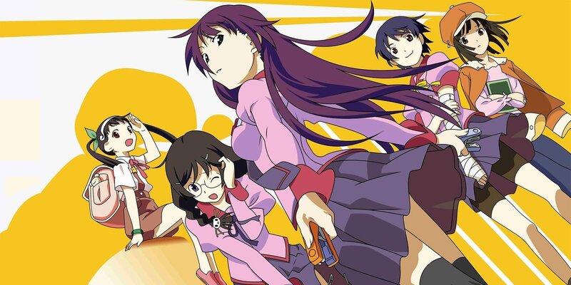 Anime Girls in Motion — Yellow, Dynamic, School Uniforms, Backpacks, Glasses