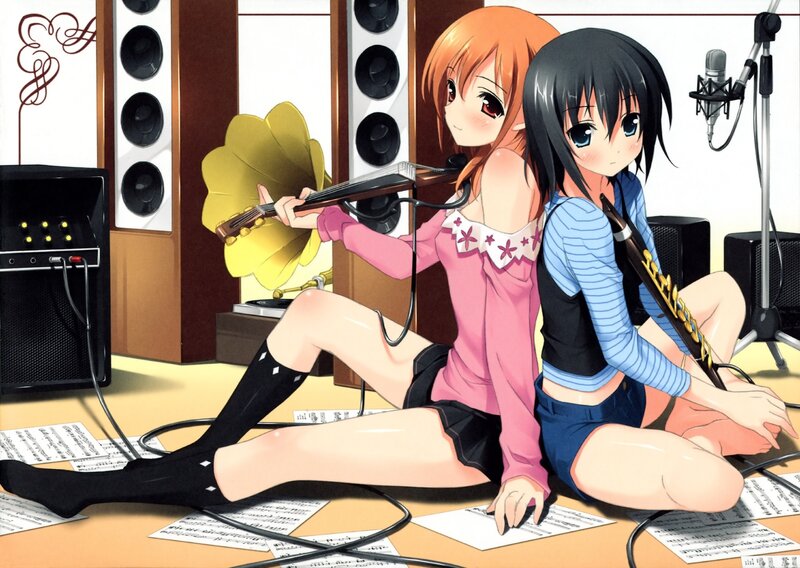 Anime girls in music studio