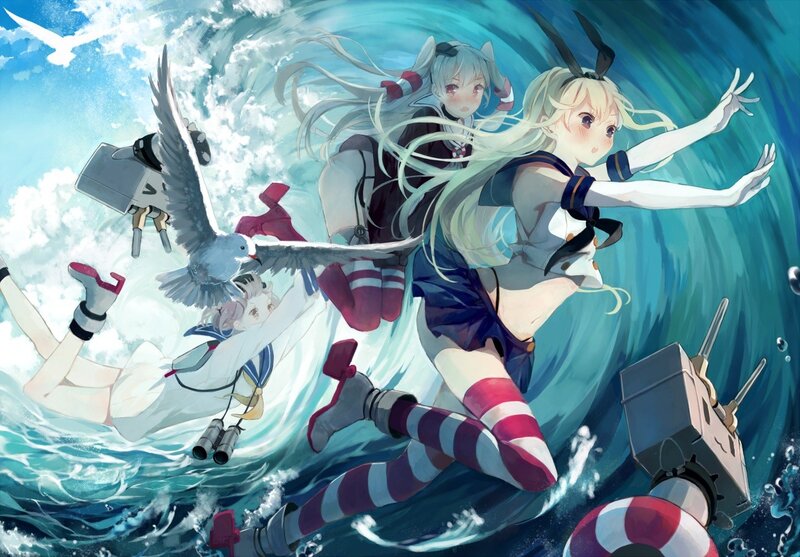 Anime Girls in Ocean
