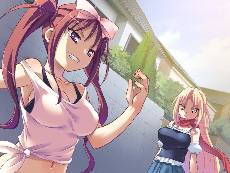 Anime girls in outdoor scene