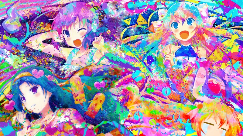 Anime Girls in Paint Splatter