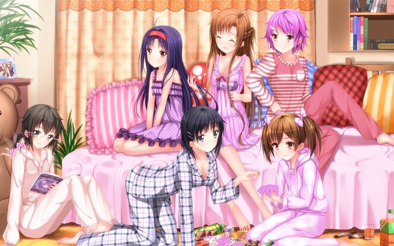 anime girls in pajamas
