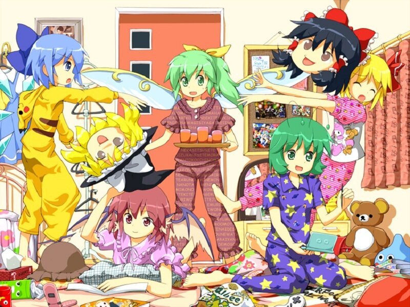 Anime girls in pajamas