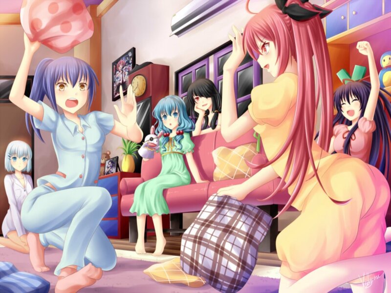 Anime Girls in Pajamas — Pink, Playful