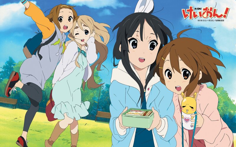 Anime girls in park scene