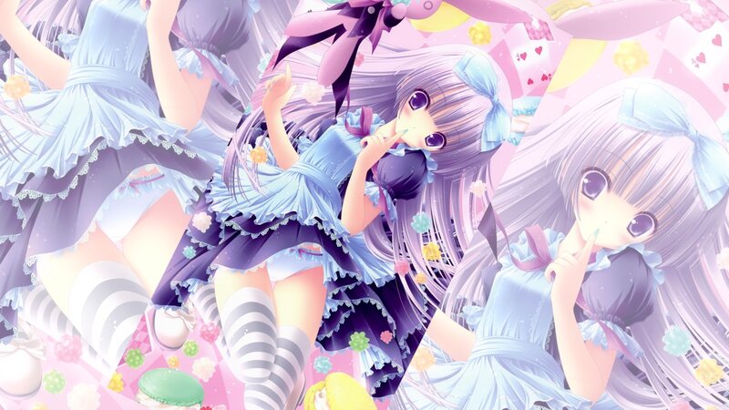 anime girls in pastel dresses