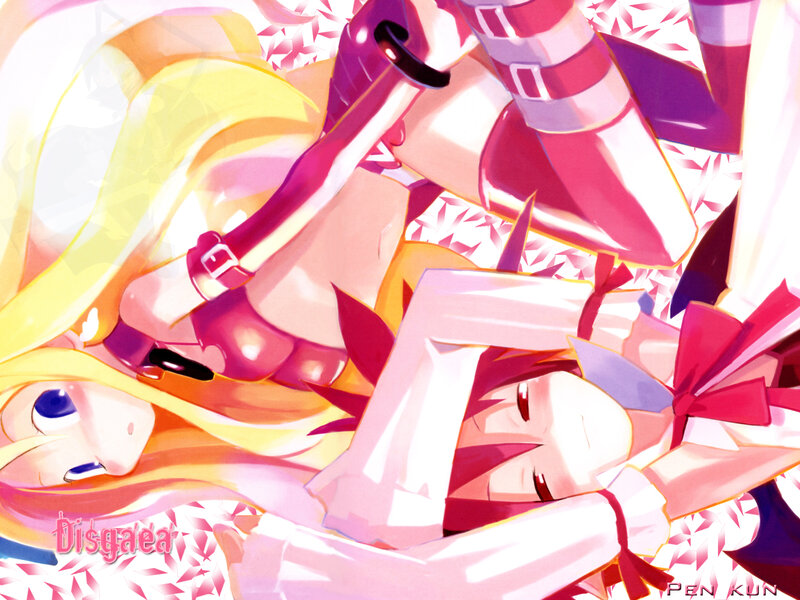 anime girls in pink and yellow