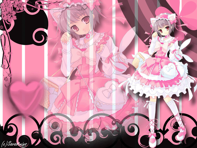 anime girls in pink dresses