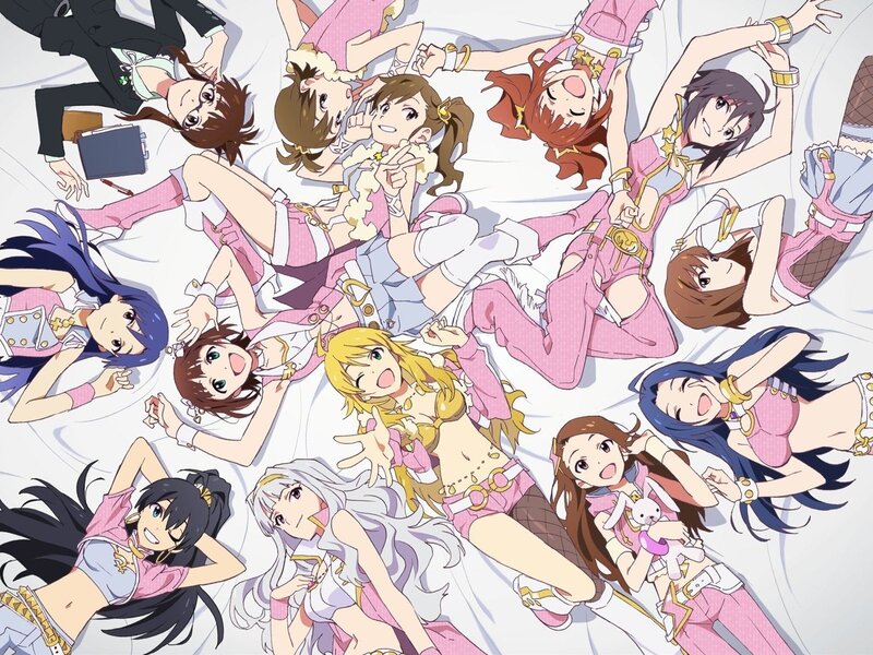 anime girls in pink outfits