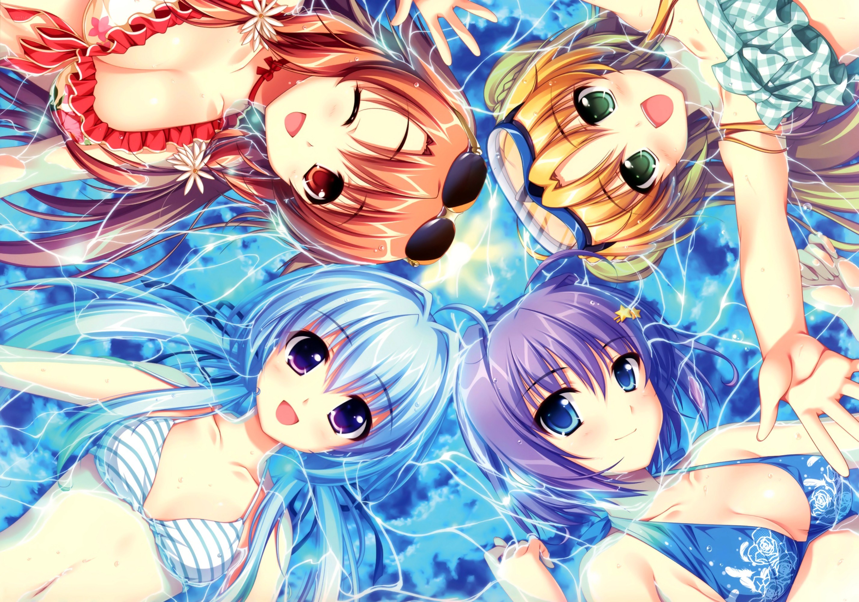anime girls in pool