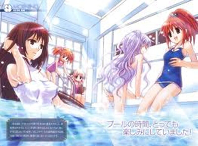 Anime Girls in Pool — Blue, Relaxed