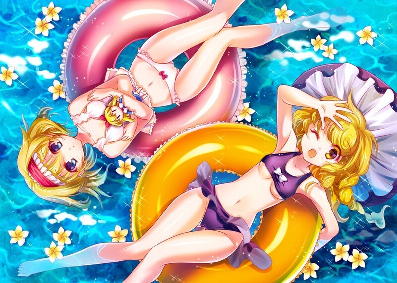 Anime girls in pool floaties