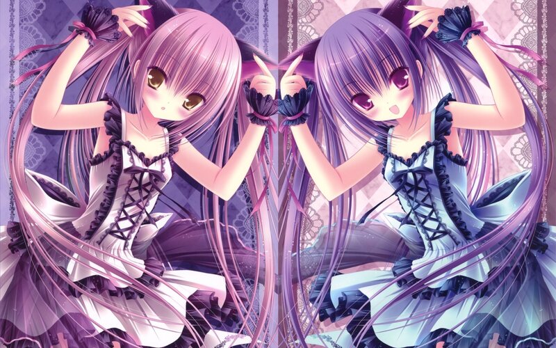 anime girls in purple dresses
