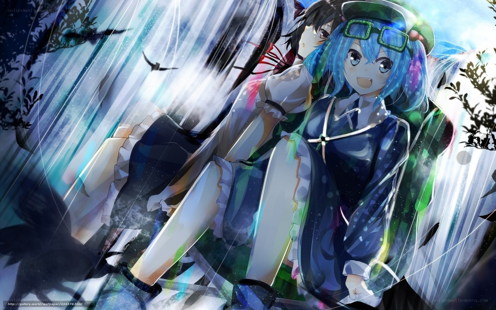 Anime girls in rain