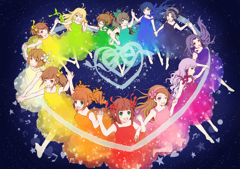 Anime Girls in Rainbow Dresses