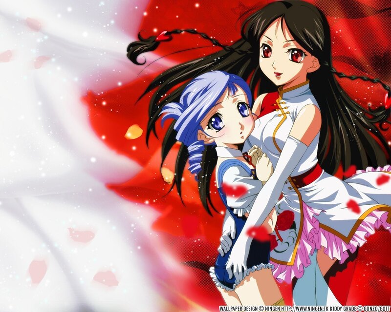 anime girls in red and white