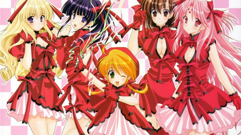 anime girls in red dresses