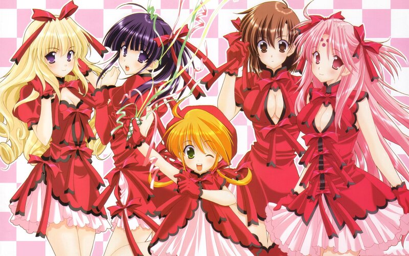 anime girls in red dresses