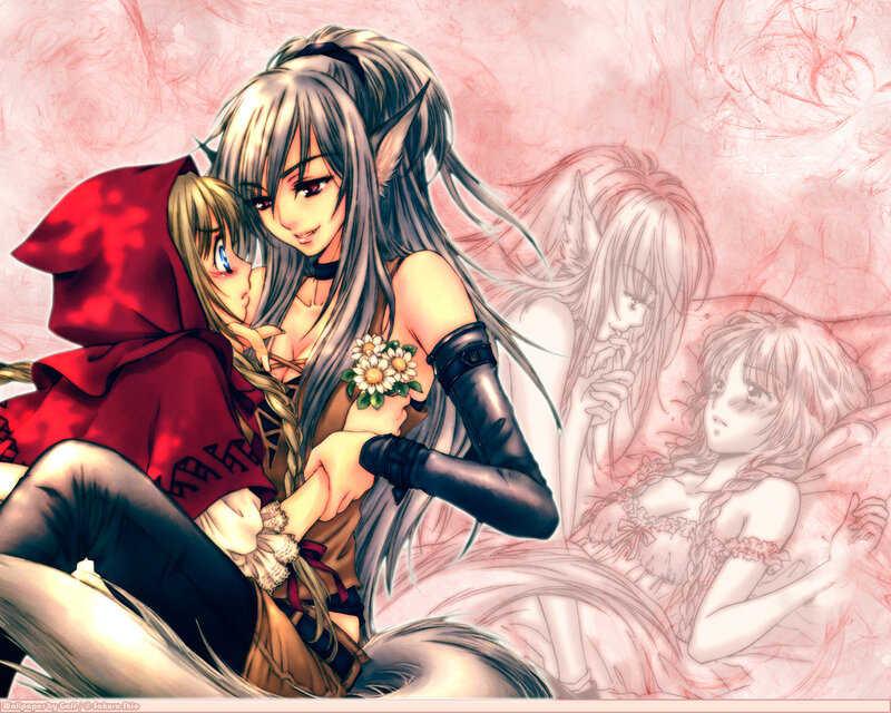 anime girls in red hood