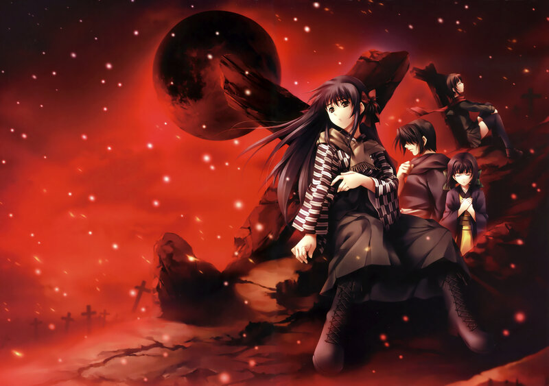 Anime Girls in Red Landscape